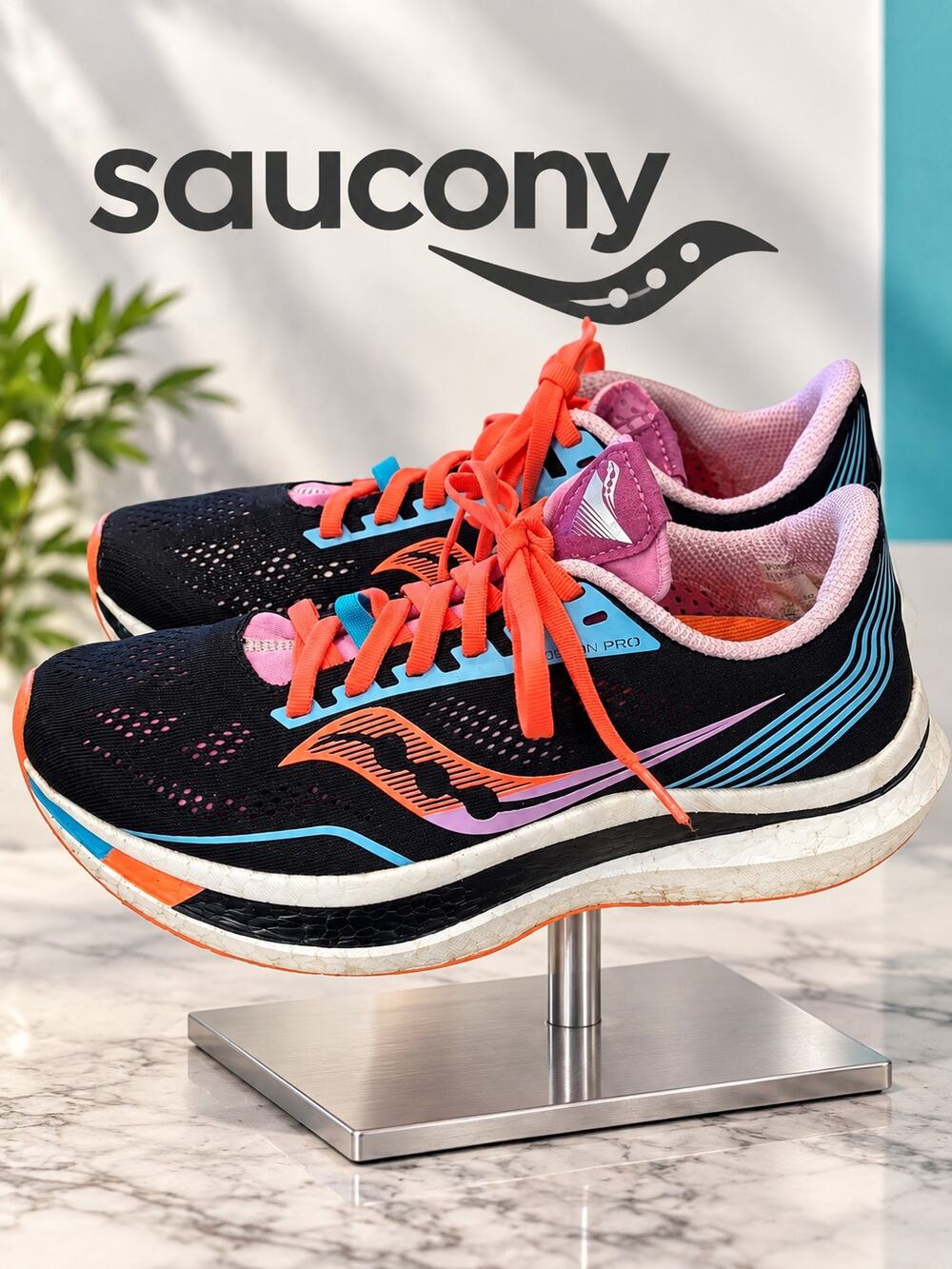 Saucony Endorphin Pro Black Deep Orange Running Shoes Women’s 7.5 S10598-25